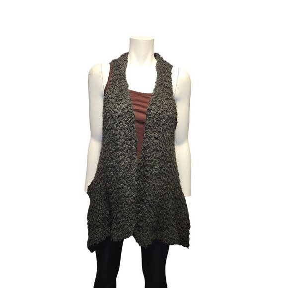 2/$35- BCBGeneration Womens Textured Knit Open Vest Sleeveless Charcoal Gray S - Picture 1 of 9